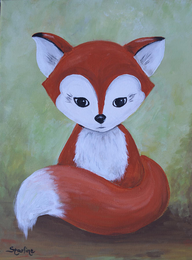 Wildlife Painting - Baby Fox by Starline Kershaw