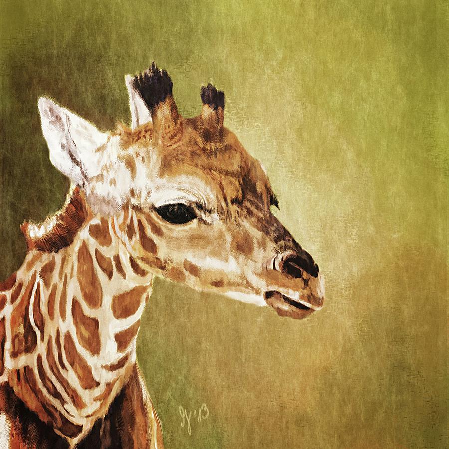 Baby Giraffe Painting by Mandy Tabatt