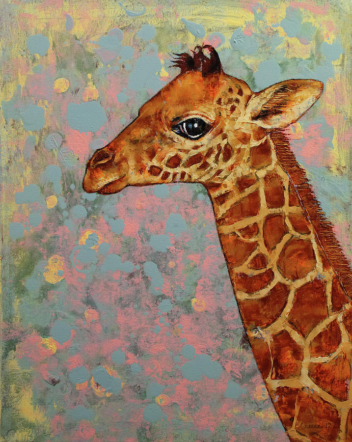 Baby Giraffe Painting by Michael Creese