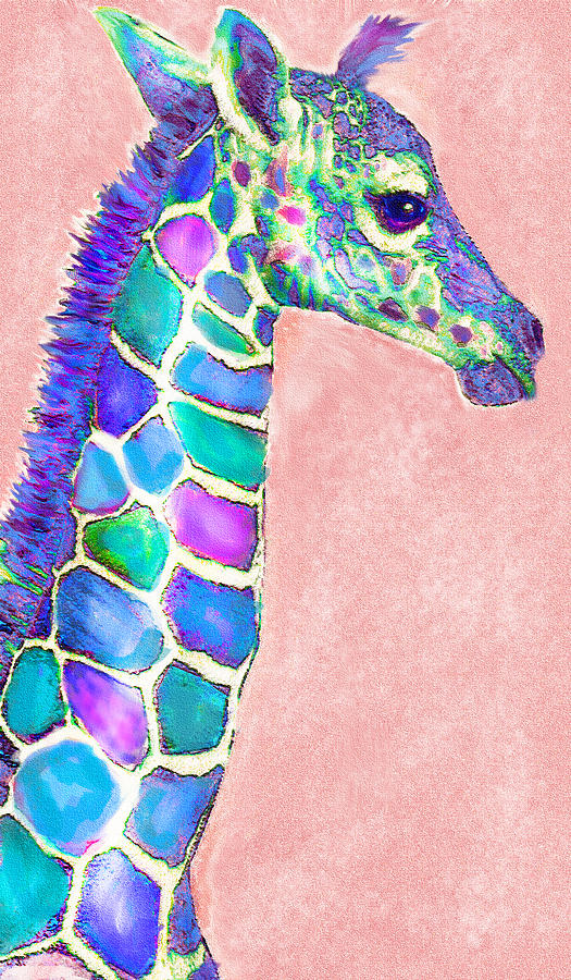 Giraffe Digital Art - Baby Giraffe Pink And Purple by Jane Schnetlage