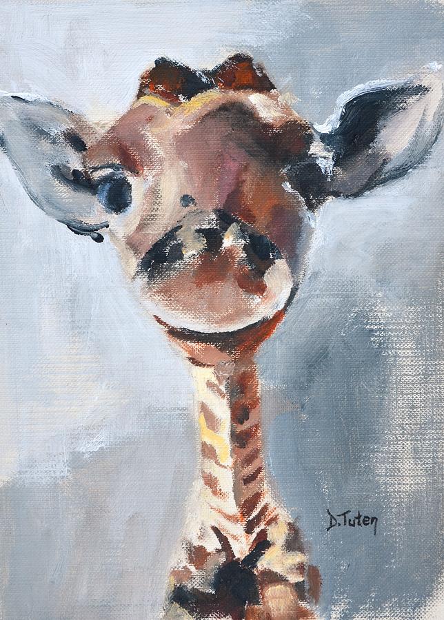 Baby Giraffe Safari Animal Painting Painting by Donna Tuten - Pixels
