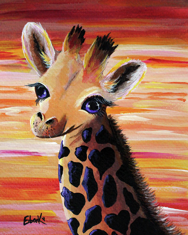 Baby Giraffe Painting by Moonlight Art Parlour