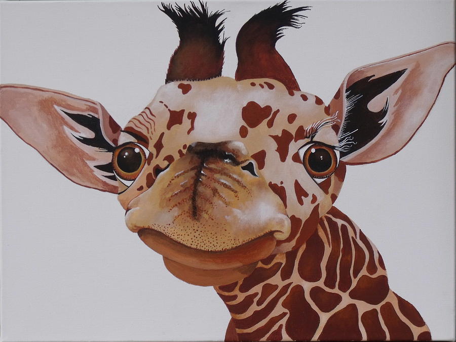 Baby Giraffe  Painting by Wayne Hughes