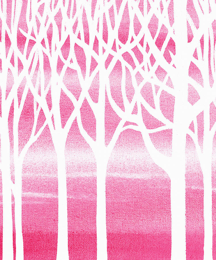Into The Woods Painting - Baby Girl Room Pink Forest by Irina Sztukowski