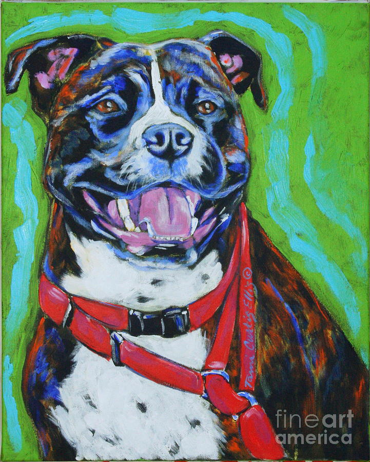 Pit Bull Painting - Baby Girl by Tami Curtis 