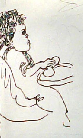 Baby in High Chair Drawing by Chuck Boyer - Fine Art America