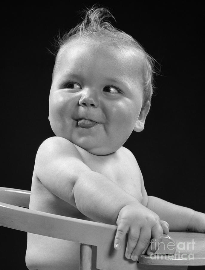 Baby In High Chair Making Funny Face Photograph by H. Armstrong Roberts/ClassicStock