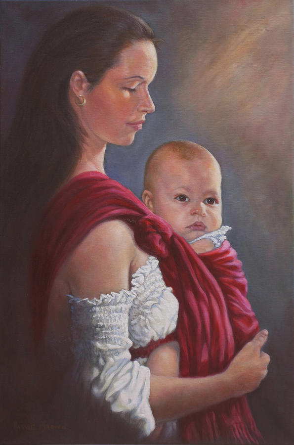 Baby In Rebozo Painting by Harvie Brown