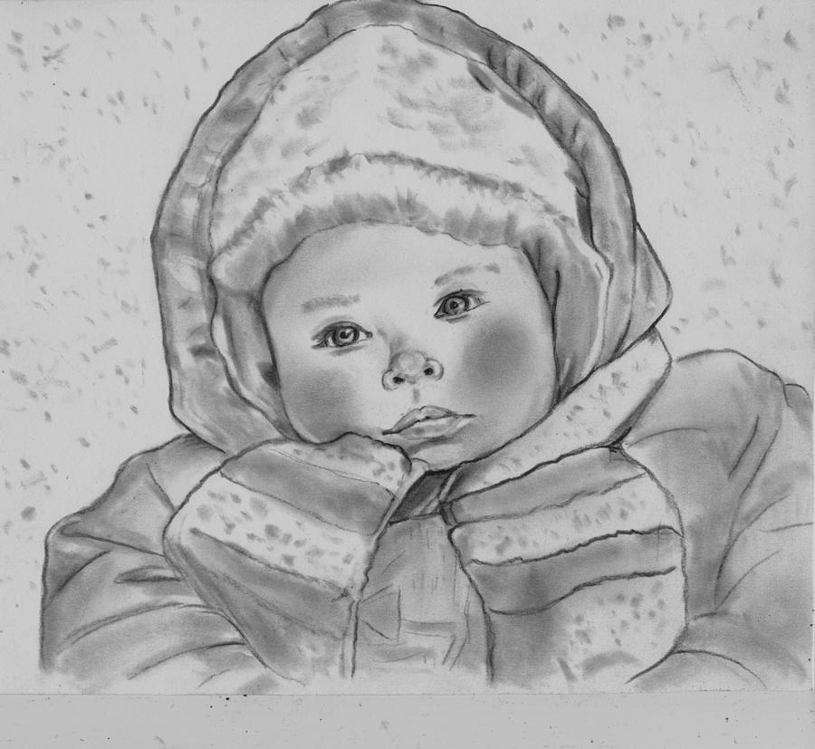 Baby It's Cold Outside Drawing by Barb Baker