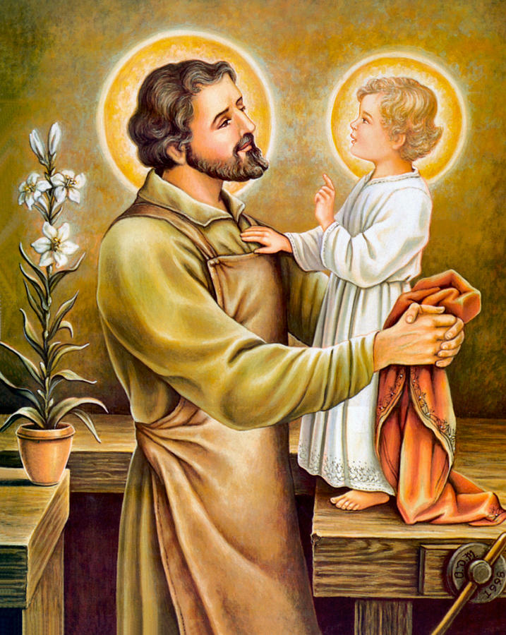 Baby Jesus Talking to Joseph Painting by Munir Alawi