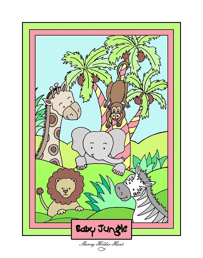 Animals Digital Art - Baby Jungle 26 by Sherry Holder Hunt Animals Digital Art - Baby Jungle 26 by Sherry Holder Hunt