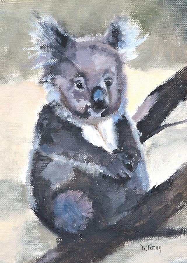 Baby Koala Bear Safari Animal Print Painting by Donna Tuten