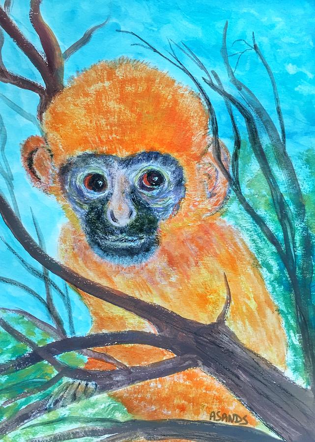 Baby Langur Painting by Anne Sands