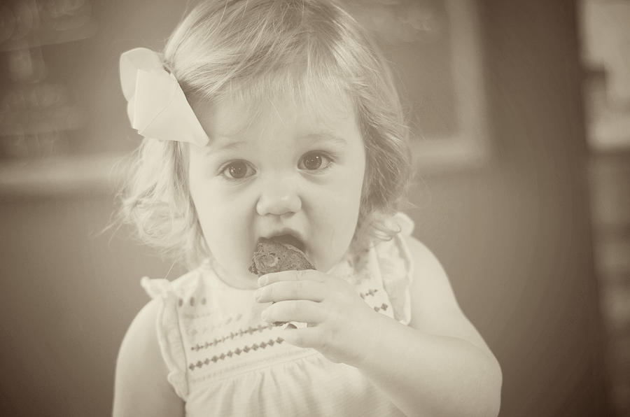 Vintage Photograph - Baby Likes Cake by Erin Barnard