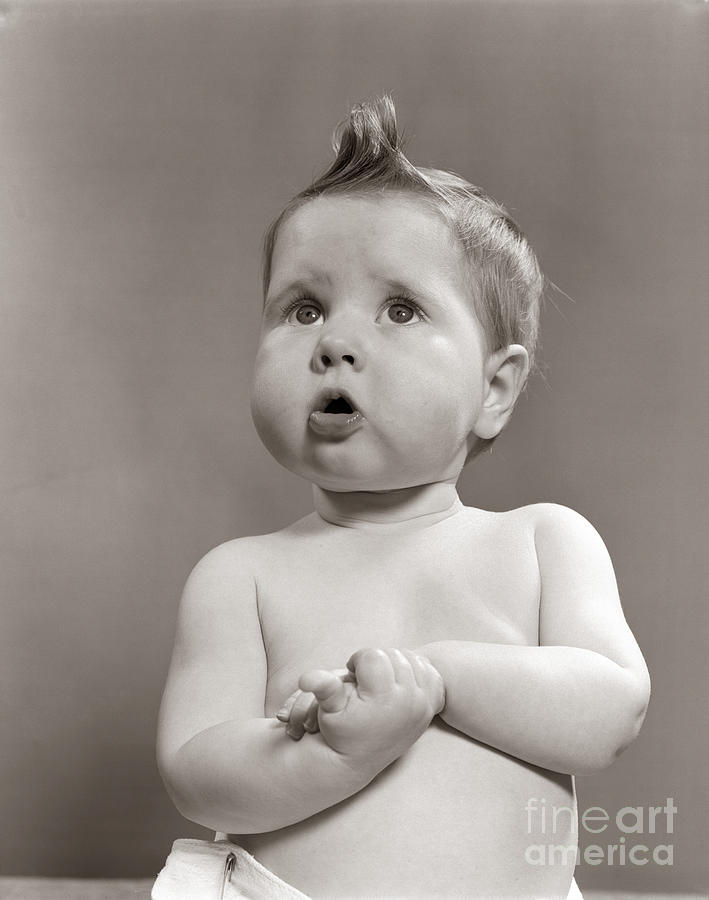 Baby Looking Worried, C.1950s Photograph by ClassicStock
