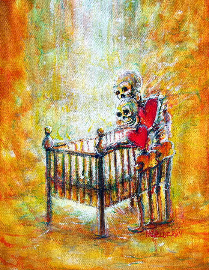 Skeleton Painting - Baby Love by Heather Calderon