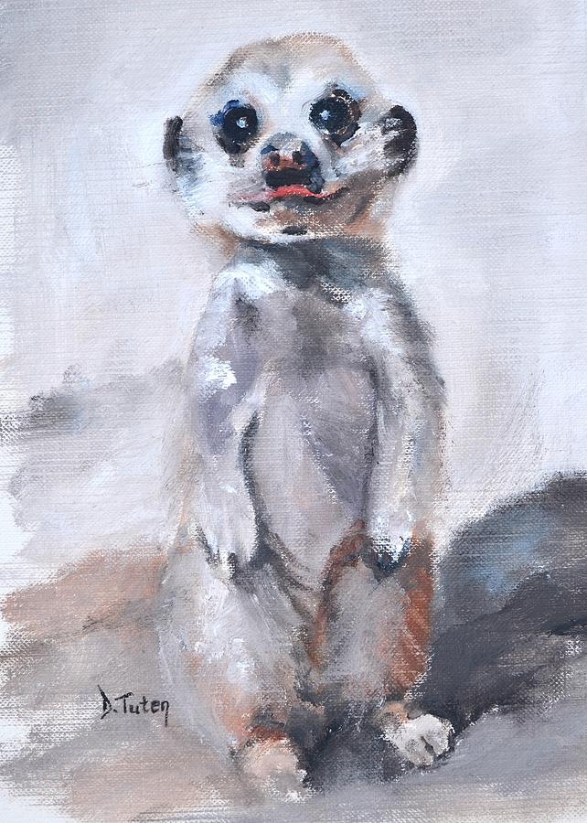 Baby Meerkat Safari Animal Painting Painting by Donna Tuten