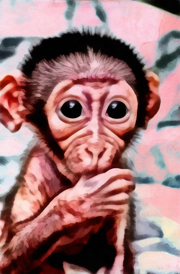 Baby Monkey Realistic Digital Art