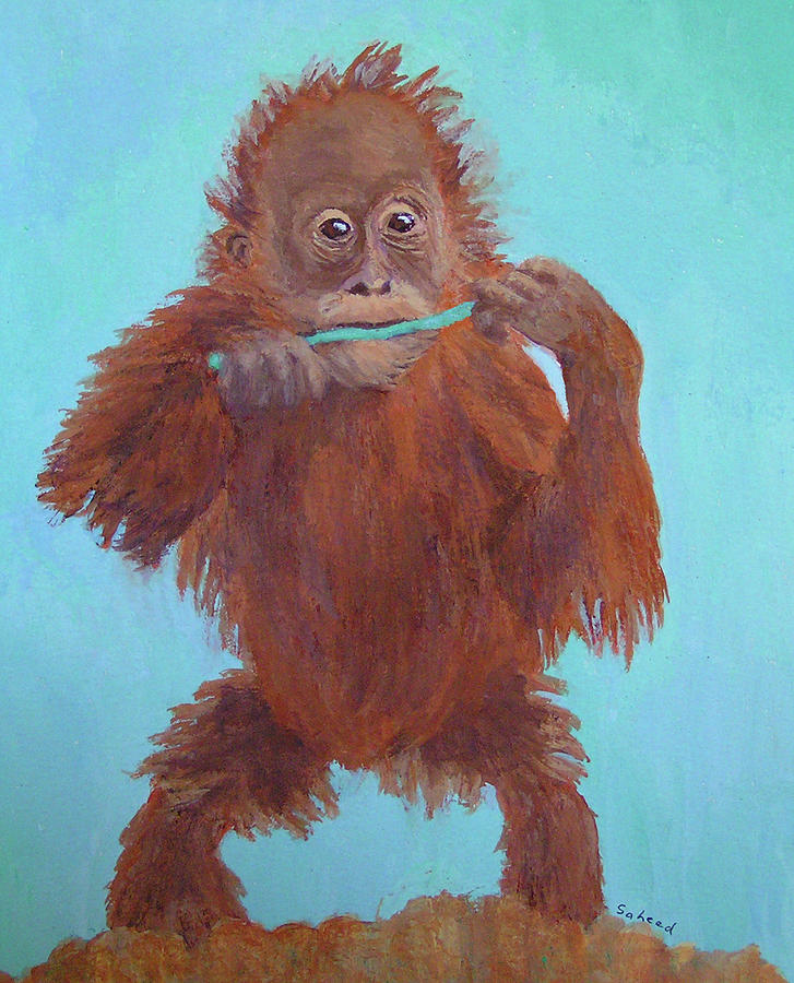 Baby Orangutan Playing Photograph by Margaret Saheed