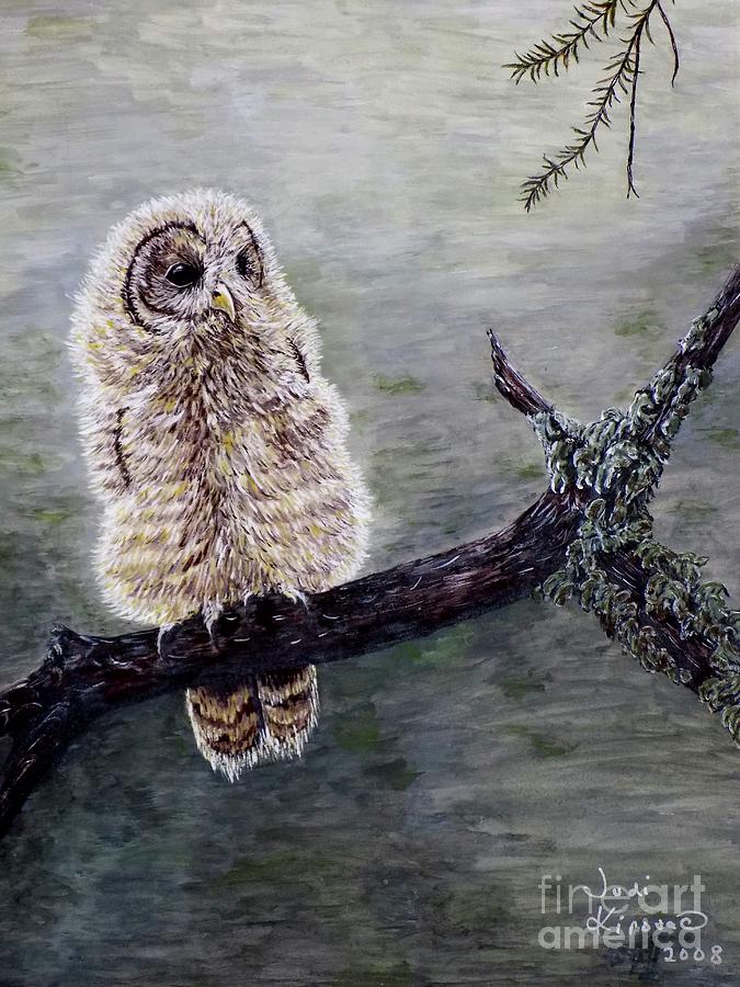 Baby Owl Painting by Judy Kirouac