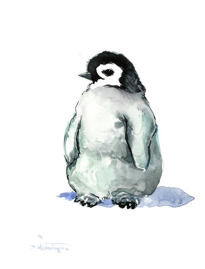 Baby Penguin Painting by Suren Nersisyan