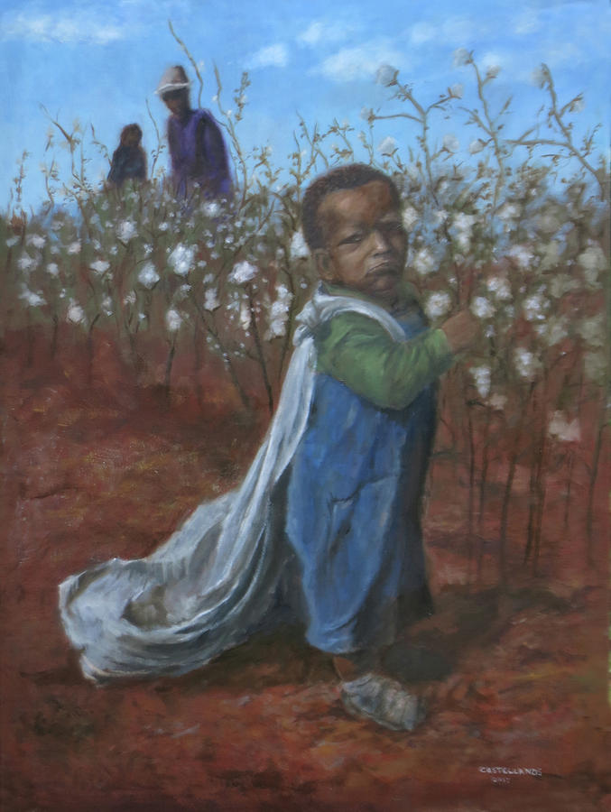 African-american Painting - Baby picking Cotton by Sylvia Castellanos