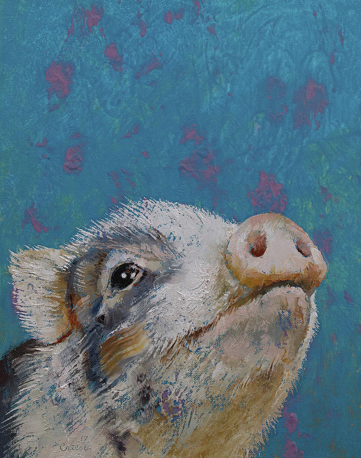 Baby Pig Painting by Michael Creese