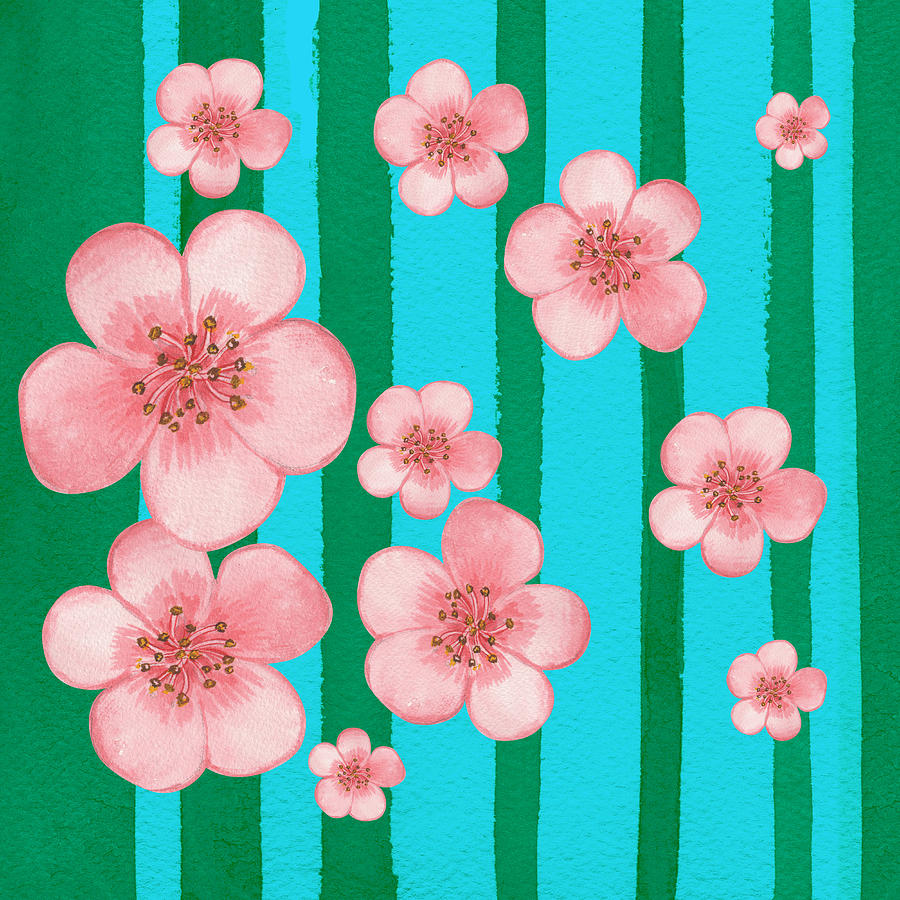Baby Pink Flowers Garden Painting