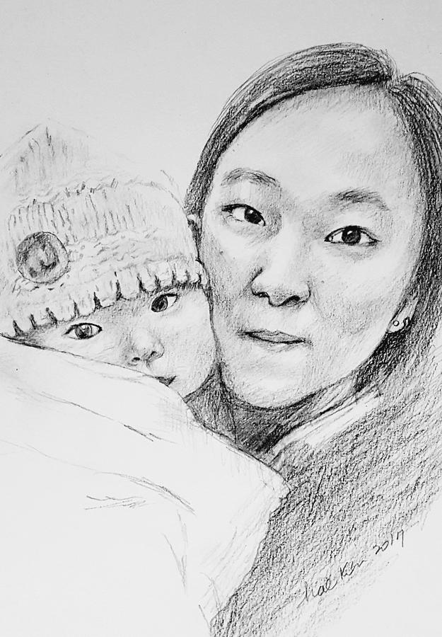 Baby portrait  Drawing by Hae Kim