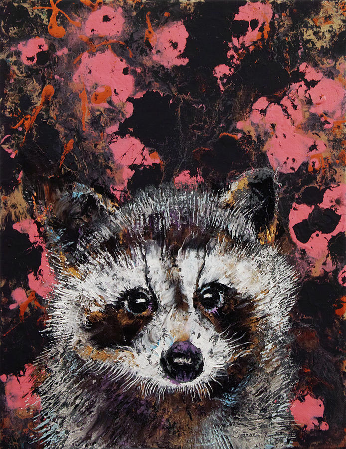 Baby Raccoon Painting by Michael Creese