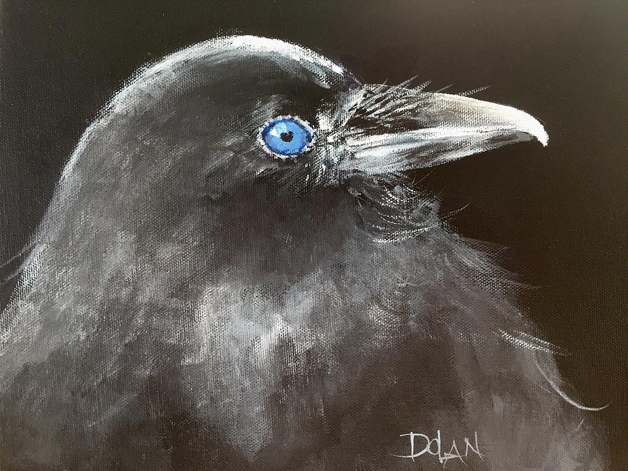 Baby Raven Painting by Pat Dolan