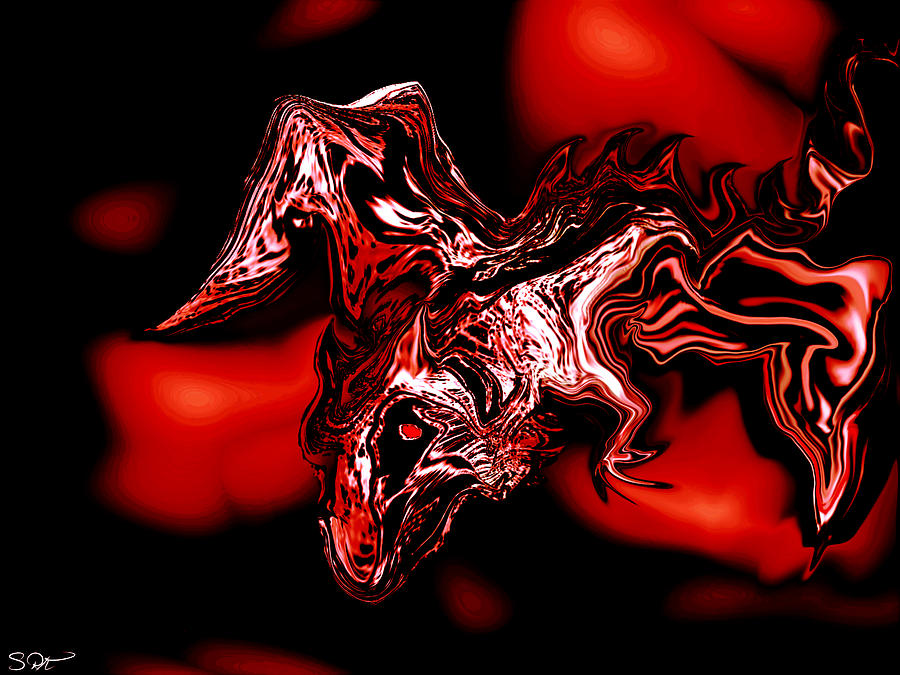 Fantasy Drawing - Baby Red Dragon by Abstract Angel Artist Stephen K