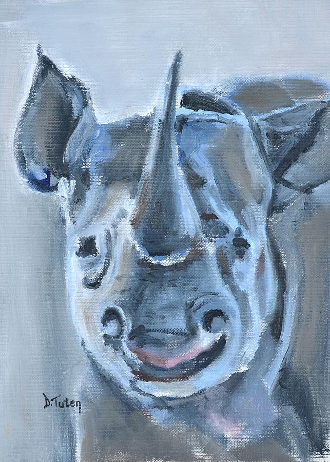 Baby Rhinoceros Safari Animal Painting Painting by Donna Tuten