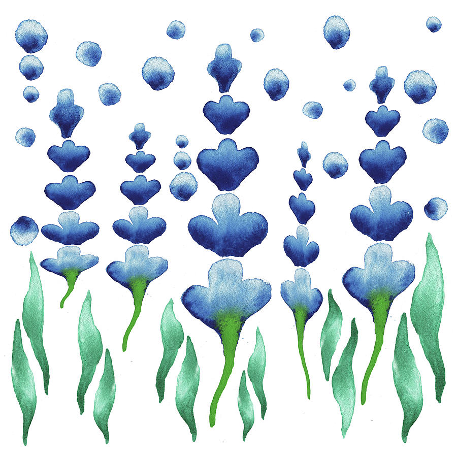 Flower Painting - Baby Room Decor Watercolor Magic Blue Flowers Garden by Irina Sztukowski