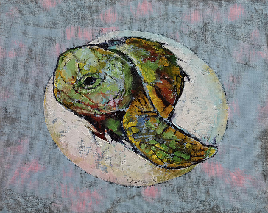 Sea Turtle Hatchling Painting by Michael Creese