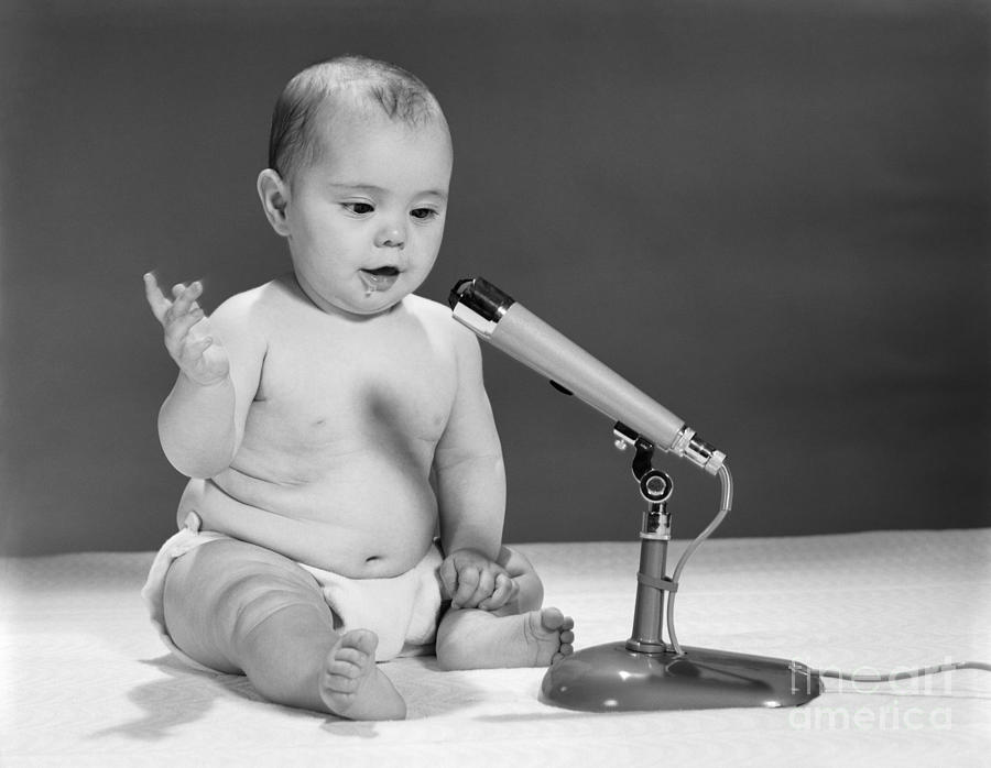 Baby Speaking Into Microphone, C.1960s Photograph by H. Armstrong Roberts/ClassicStock