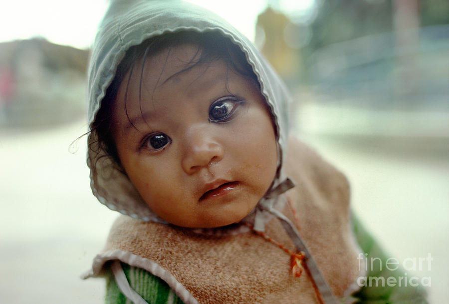 Baby staring in contemplation of the future, Kathmandu Nepal Photograph by Wernher Krutein