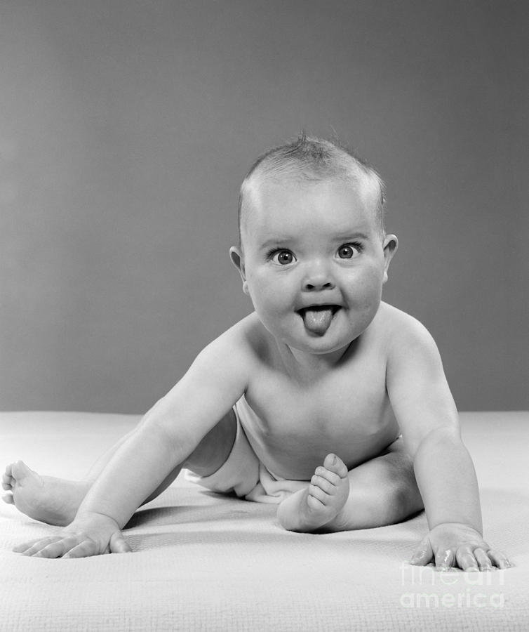 Baby Sticking Out Tongue, 1950s Photograph by H. Armstrong Roberts ...