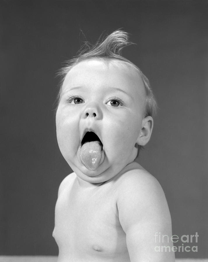 Baby Sticking Out Tongue, C. 1960s Photograph by H. Armstrong Roberts/ClassicStock