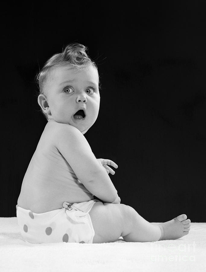 Baby Surprised, C.1950s Photograph by H. Armstrong Roberts/ClassicStock
