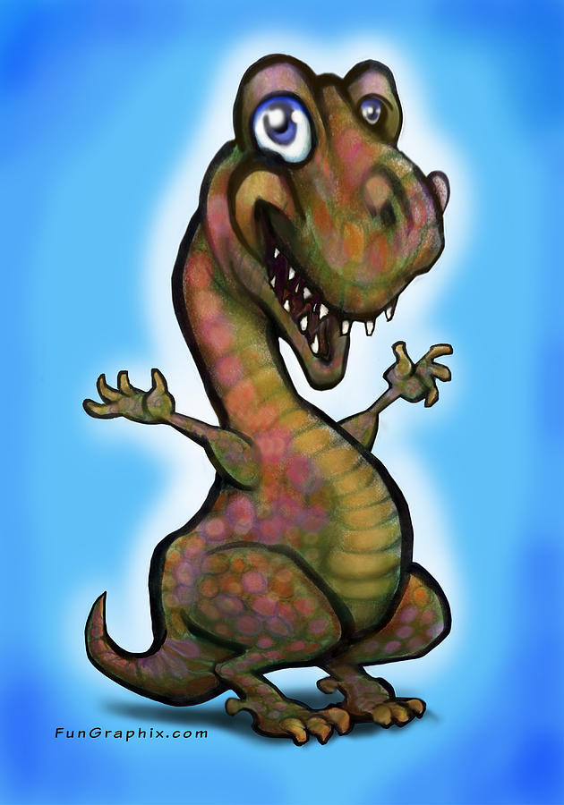 Baby T-rex Blue Painting