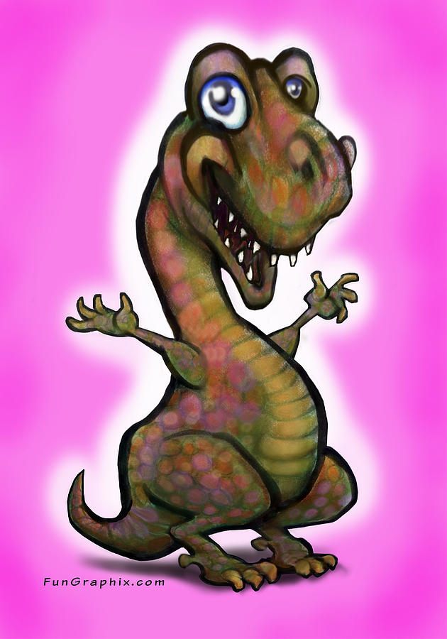 Baby T-Rex Pink Painting by Kevin Middleton