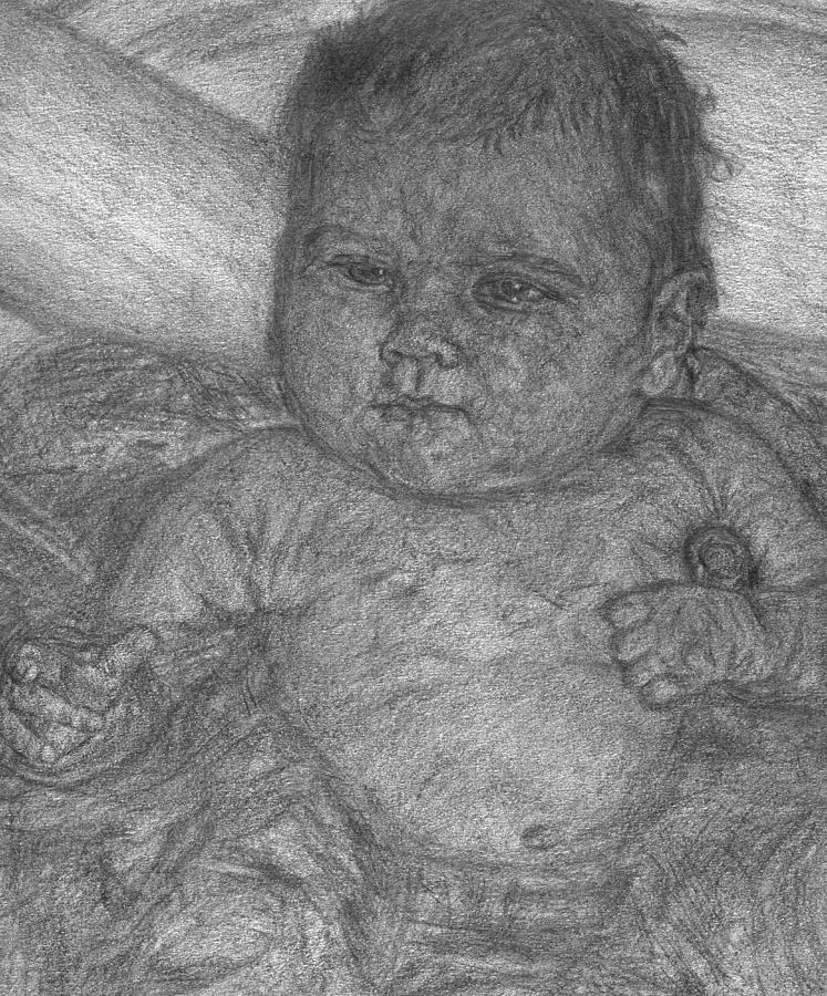 Baby taking a bath Drawing by Sami Tiainen