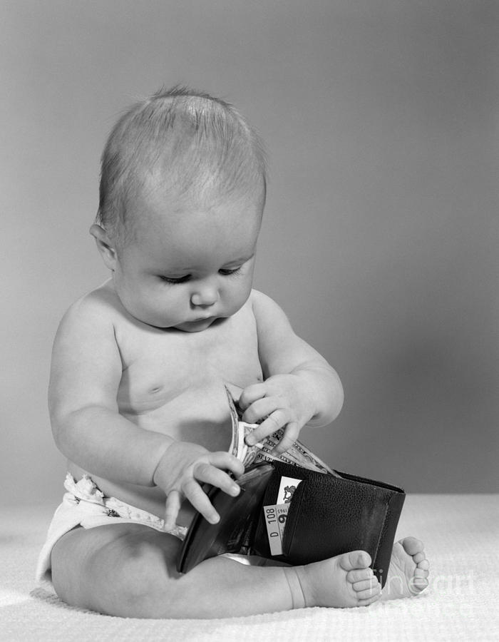 Baby Taking Money From Wallet, C.1960s Photograph by H. Armstrong Roberts/ClassicStock