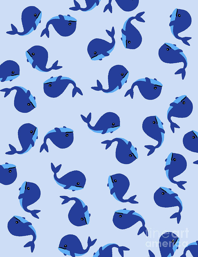 Baby Whales Pattern Painting by Saundra Myles