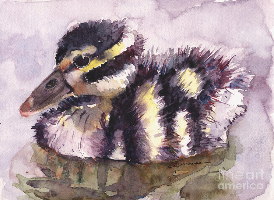Baby Whistler Bird Painting by Claudia Hafner
