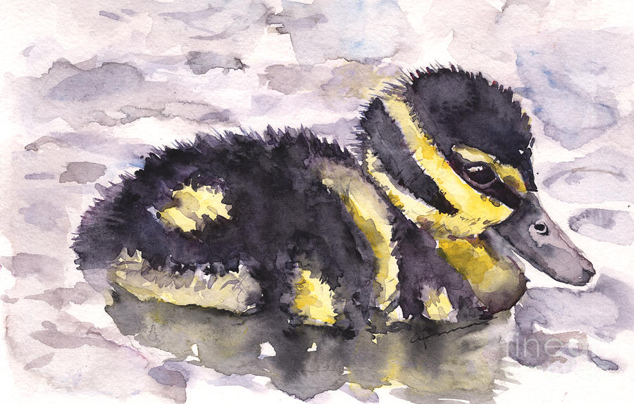 Baby Duck Painting by Claudia Hafner