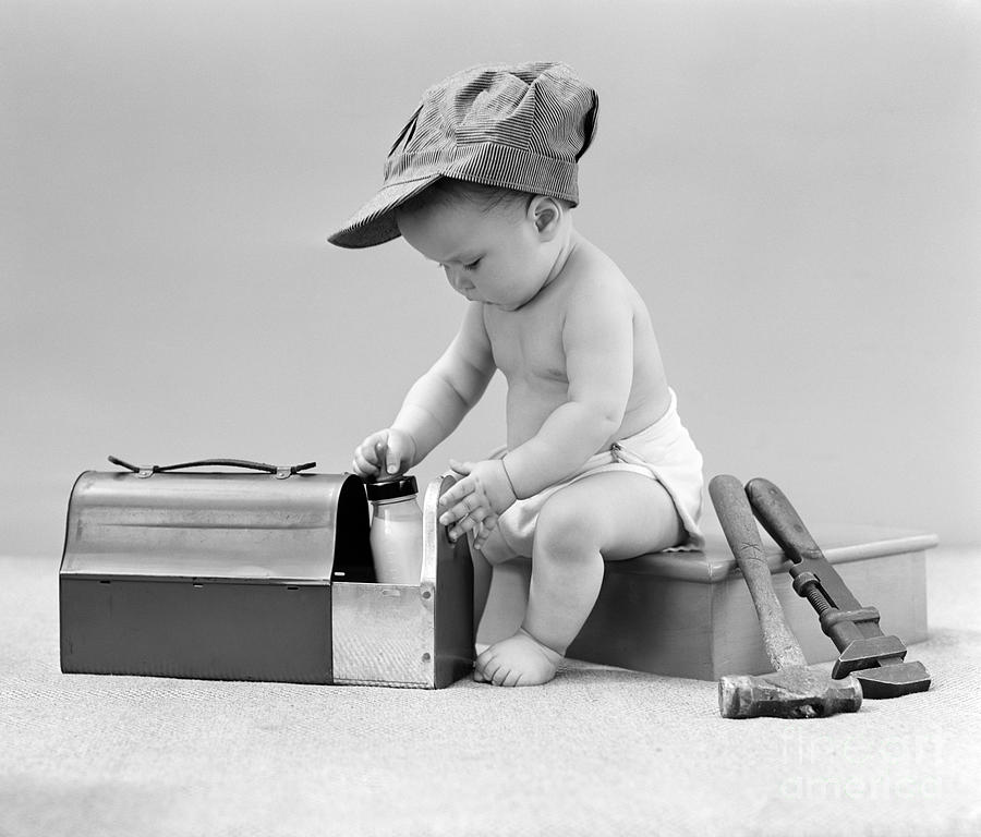 Baby With Work Tools And Lunch Pail Photograph by H. Armstrong Roberts/ClassicStock