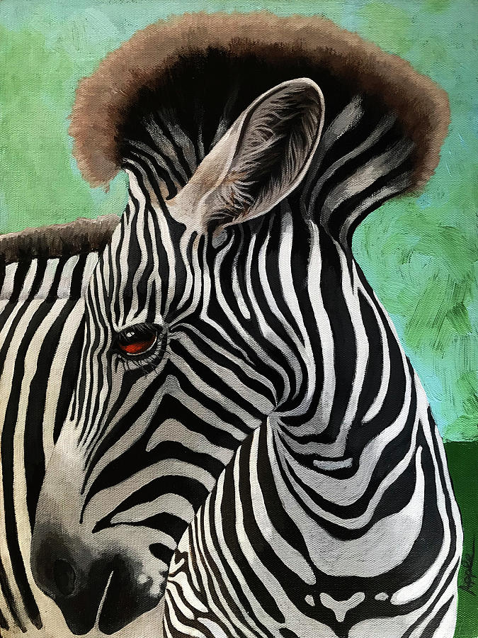 Baby Zebra Painting by Linda Apple