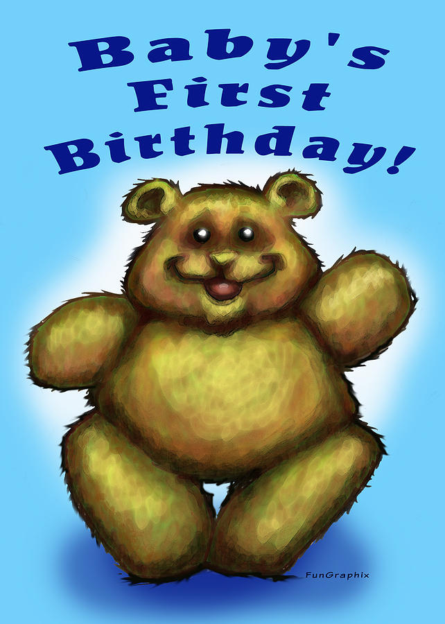 Babys First Birthday Greeting Card by Kevin Middleton